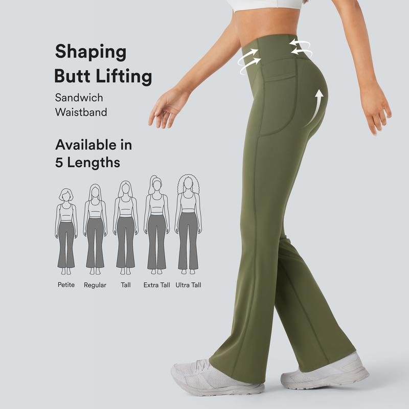 UltraSculpt High Waisted Scrunch Butt Lifting Tummy Control Pocket Shaping Yoga Bootcut Leggings
